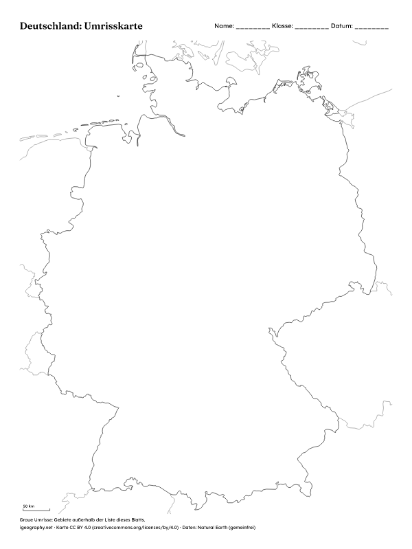 Stumme Karte Deutschland mit Bundesländern und Karte mit Namen: Umrisskarte (Vorschau)