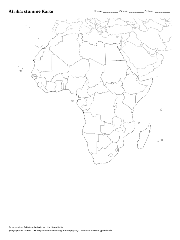 Stumme Karte Afrika und Afrikakarte mit Namen: Stumme Karte (Vorschau)