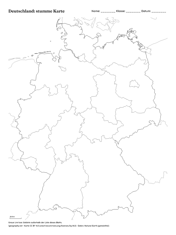 Stumme Karte Deutschland mit Bundesländern und Karte mit Namen: Stumme Karte (Vorschau)