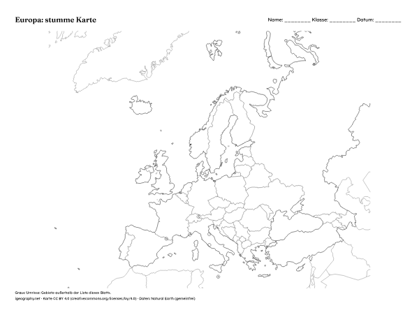 Stumme Karte Europa und Europakarte mit Namen: Stumme Karte (Vorschau)