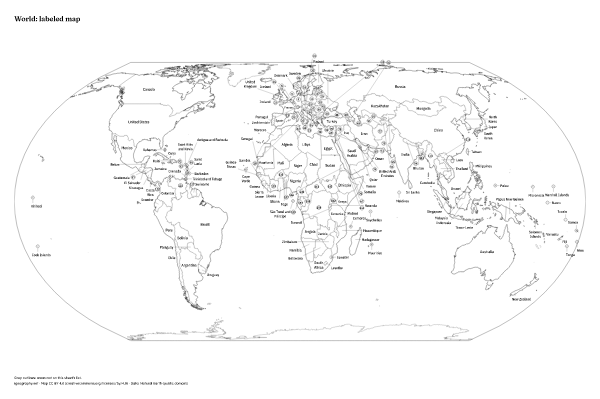 Blank world map and labeled world map: Labeled world map (poster) (preview)