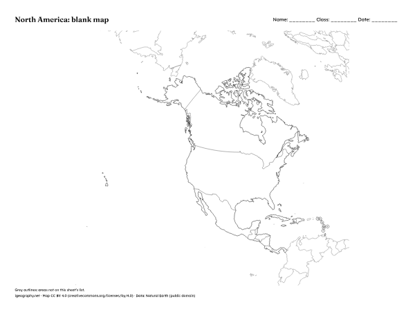 Blank North America map and labeled North America map: Blank map (preview)