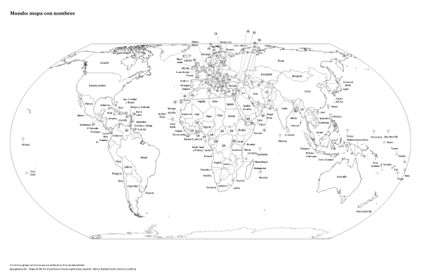 Mapa mudo del mundo y planisferio con nombres: Planisferio con nombres (póster) (vista previa)