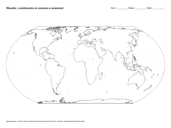Carte du monde vierge et carte du monde avec les pays : Contours des continents (aperçu)