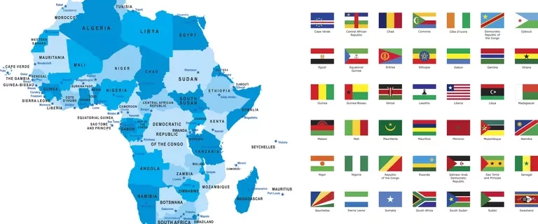 How many countries in Africa?