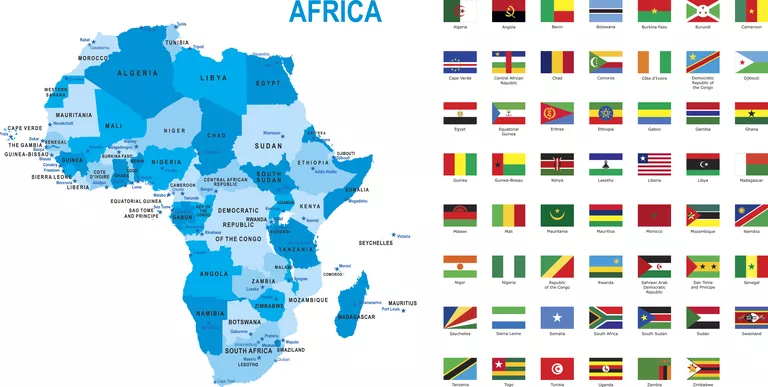 How many countries in Africa?