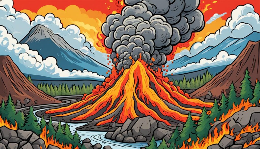 lava flow during volcanic eruption